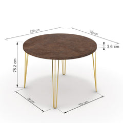 Étkezőasztal, kerek - Linga arany lábbal - Ferro bronz, méret: 120x120