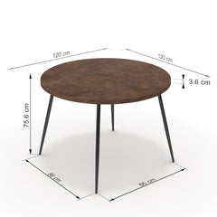 Étkezőasztal, kerek - Manu fekete lábbal - Ferro bronz, méret: 120x120