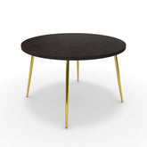 Étkezőasztal, kerek - Manu arany lábbal - Fekete-arany metál pala, méret: 120x120