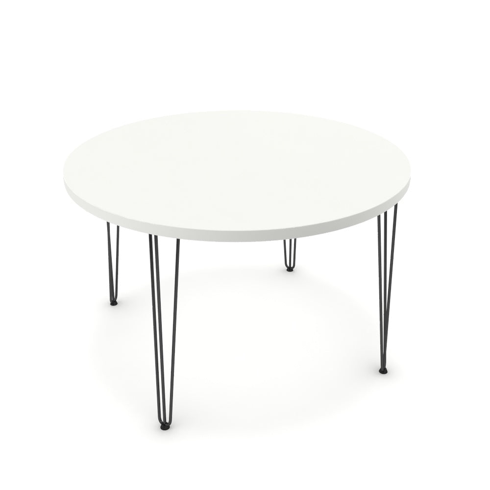 Étkezőasztal, kerek - Linga fekete lábbal - Alpesi fehér, méret: 120x120