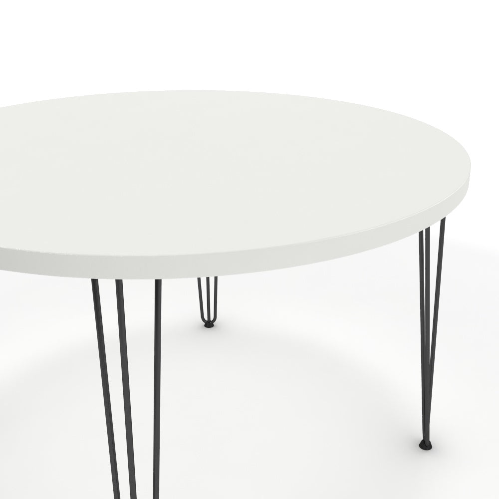Étkezőasztal, kerek - Linga fekete lábbal - Alpesi fehér, méret: 120x120