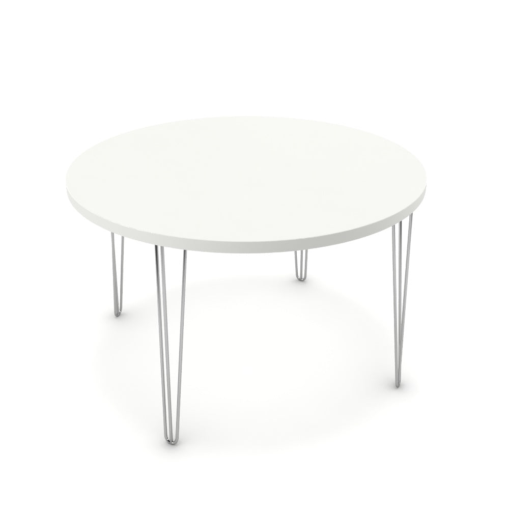 Étkezőasztal, kerek - Linga króm lábbal - Alpesi fehér, méret: 120x120