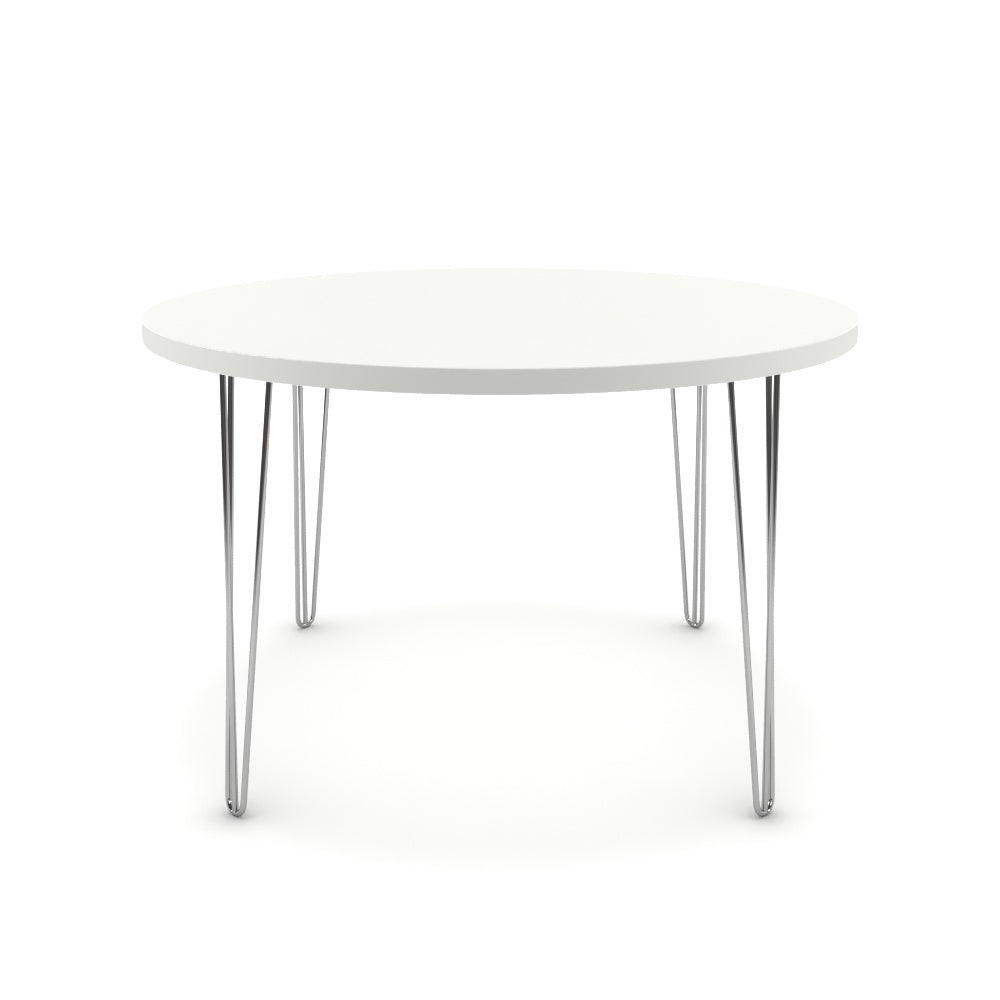 Étkezőasztal, kerek - Linga króm lábbal - Alpesi fehér, méret: 120x120