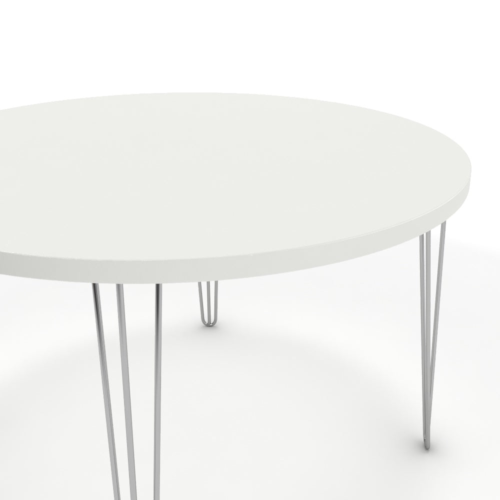 Étkezőasztal, kerek - Linga króm lábbal - Alpesi fehér, méret: 120x120