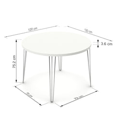 Étkezőasztal, kerek - Linga króm lábbal - Alpesi fehér, méret: 120x120