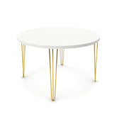 Étkezőasztal, kerek - Linga arany lábbal - Alpesi fehér, méret: 120x120