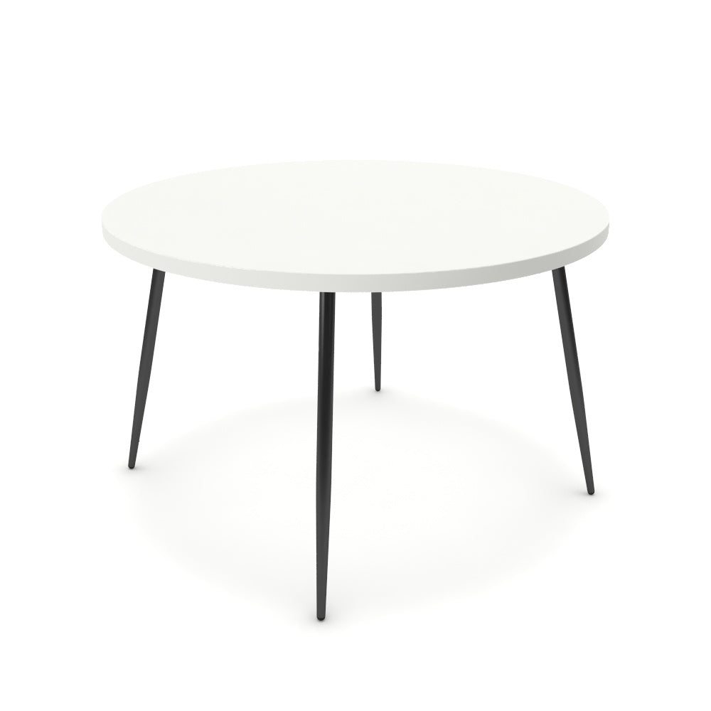 Étkezőasztal, kerek - Manu fekete lábbal - Alpesi fehér, méret: 120x120