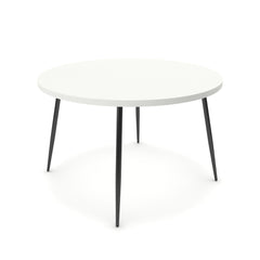Étkezőasztal, kerek - Manu fekete lábbal - Alpesi fehér, méret: 120x120