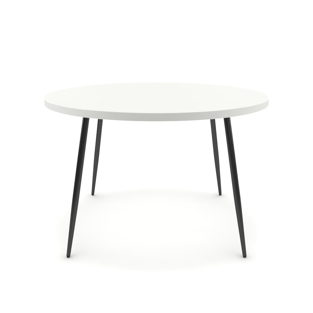 Étkezőasztal, kerek - Manu fekete lábbal - Alpesi fehér, méret: 120x120