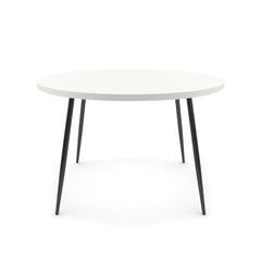 Étkezőasztal, kerek - Manu fekete lábbal - Alpesi fehér, méret: 120x120