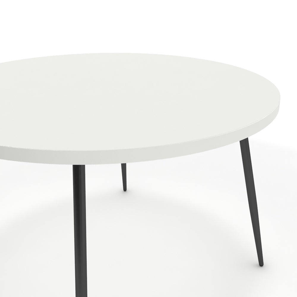 Étkezőasztal, kerek - Manu fekete lábbal - Alpesi fehér, méret: 120x120