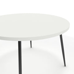Étkezőasztal, kerek - Manu fekete lábbal - Alpesi fehér, méret: 120x120