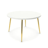 Étkezőasztal, kerek - Manu arany lábbal - Alpesi fehér, méret: 120x120