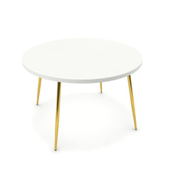 Étkezőasztal, kerek - Manu arany lábbal - Alpesi fehér, méret: 120x120