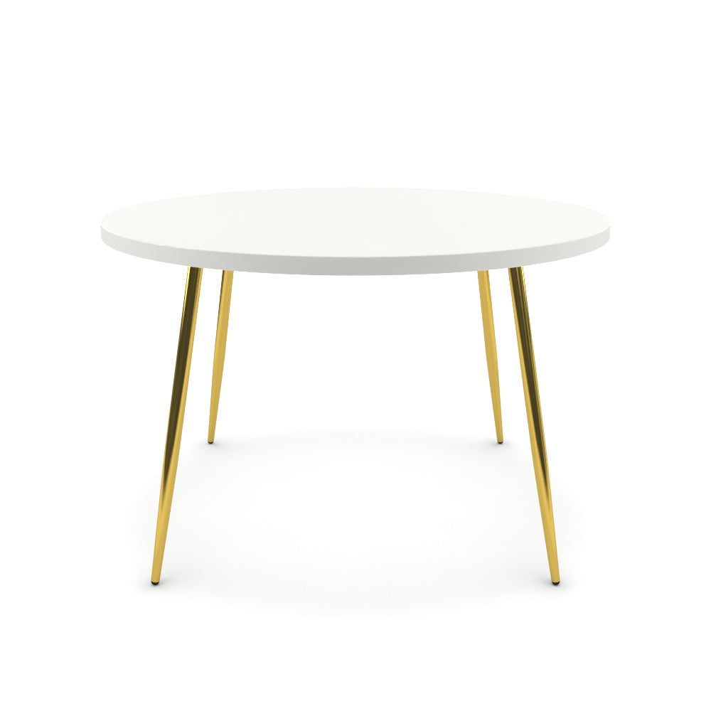 Étkezőasztal, kerek - Manu arany lábbal - Alpesi fehér, méret: 120x120