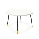 Étkezőasztal, kerek - Manu fekete és arany lábbal - Alpesi fehér, méret: 120x120