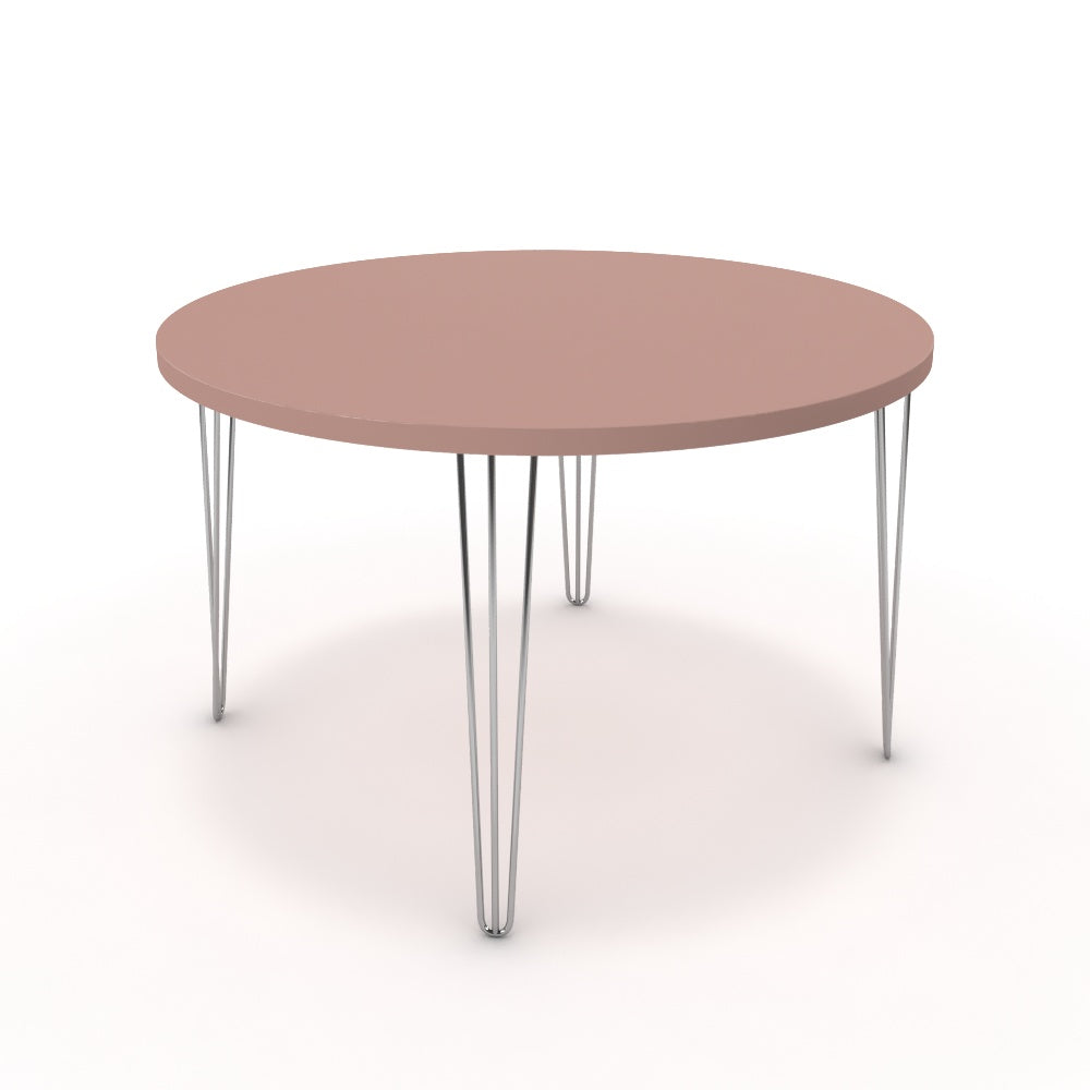 Étkezőasztal, kerek - Linga króm lábbal - Antik rózsaszín, méret: 120x120