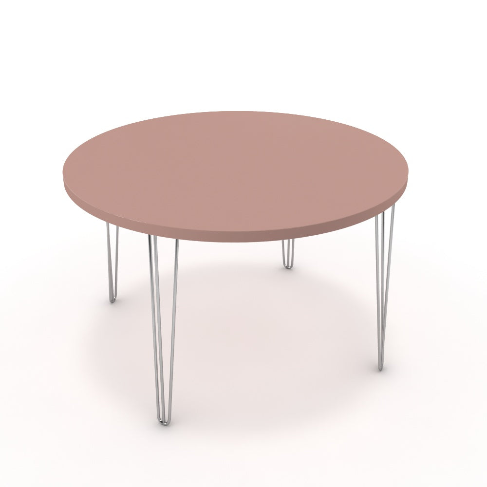 Étkezőasztal, kerek - Linga króm lábbal - Antik rózsaszín, méret: 120x120