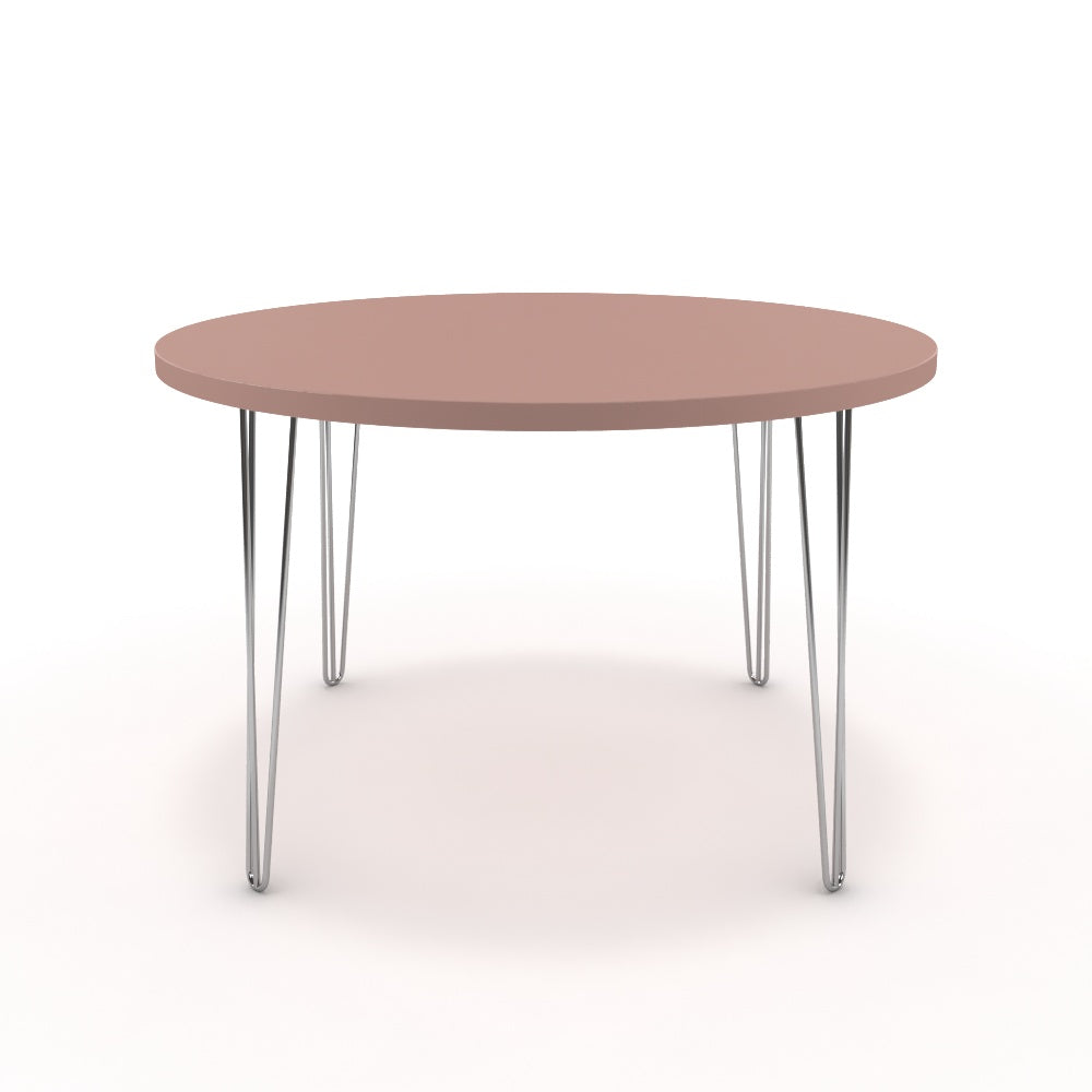 Étkezőasztal, kerek - Linga króm lábbal - Antik rózsaszín, méret: 120x120