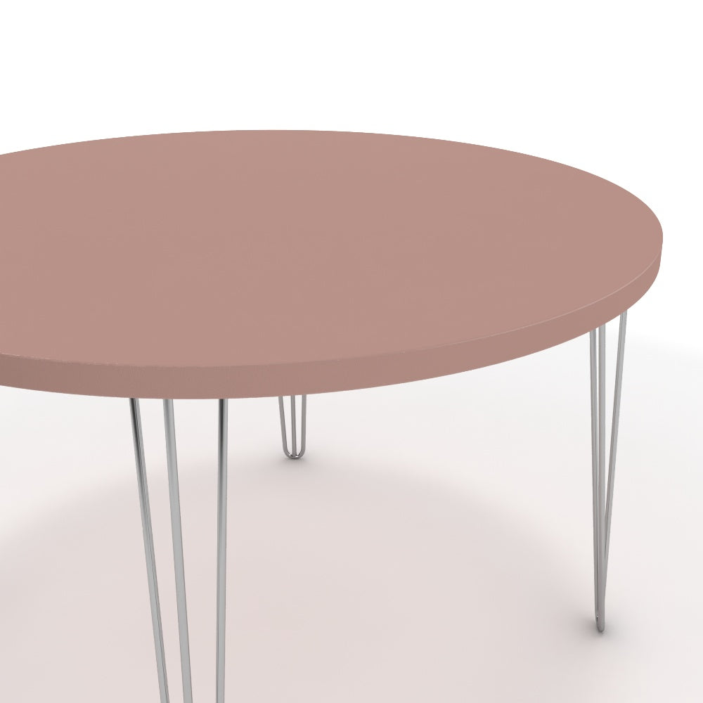 Étkezőasztal, kerek - Linga króm lábbal - Antik rózsaszín, méret: 120x120