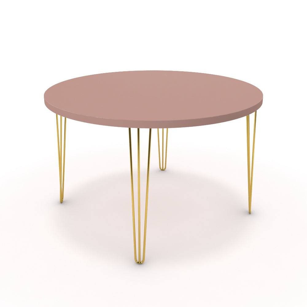 Étkezőasztal, kerek - Linga arany lábbal - Antik rózsaszín, méret: 120x120