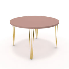 Étkezőasztal, kerek - Linga arany lábbal - Antik rózsaszín, méret: 120x120