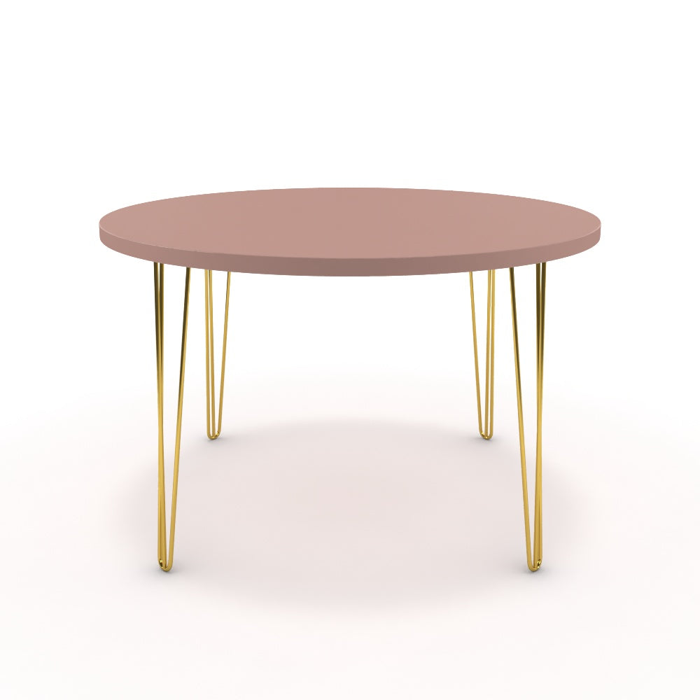 Étkezőasztal, kerek - Linga arany lábbal - Antik rózsaszín, méret: 120x120
