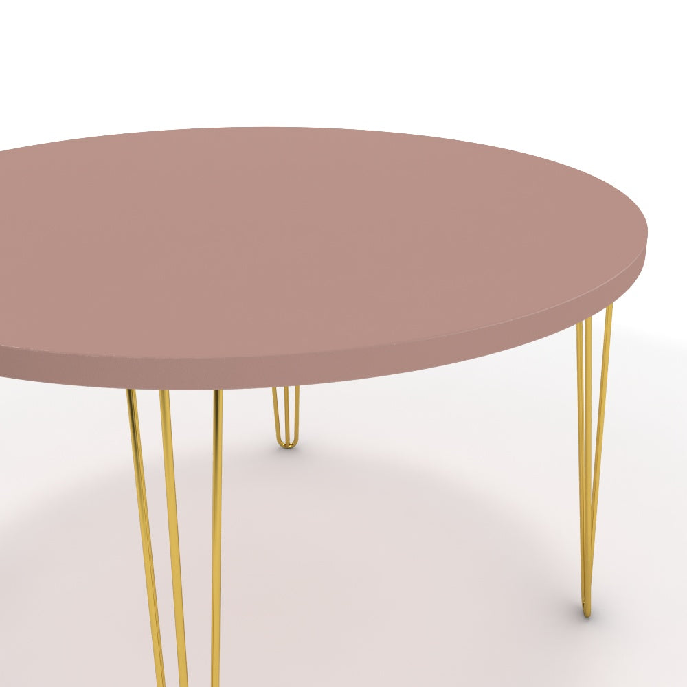 Étkezőasztal, kerek - Linga arany lábbal - Antik rózsaszín, méret: 120x120