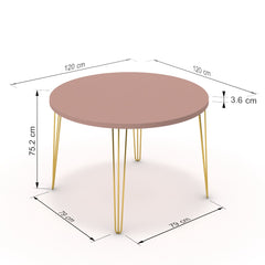 Étkezőasztal, kerek - Linga arany lábbal - Antik rózsaszín, méret: 120x120