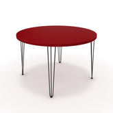 Étkezőasztal, kerek - Linga fekete lábbal - Chilli piros, méret: 120x120