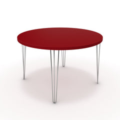 Étkezőasztal, kerek - Linga króm lábbal - Chilli piros, méret: 120x120