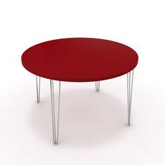 Étkezőasztal, kerek - Linga króm lábbal - Chilli piros, méret: 120x120