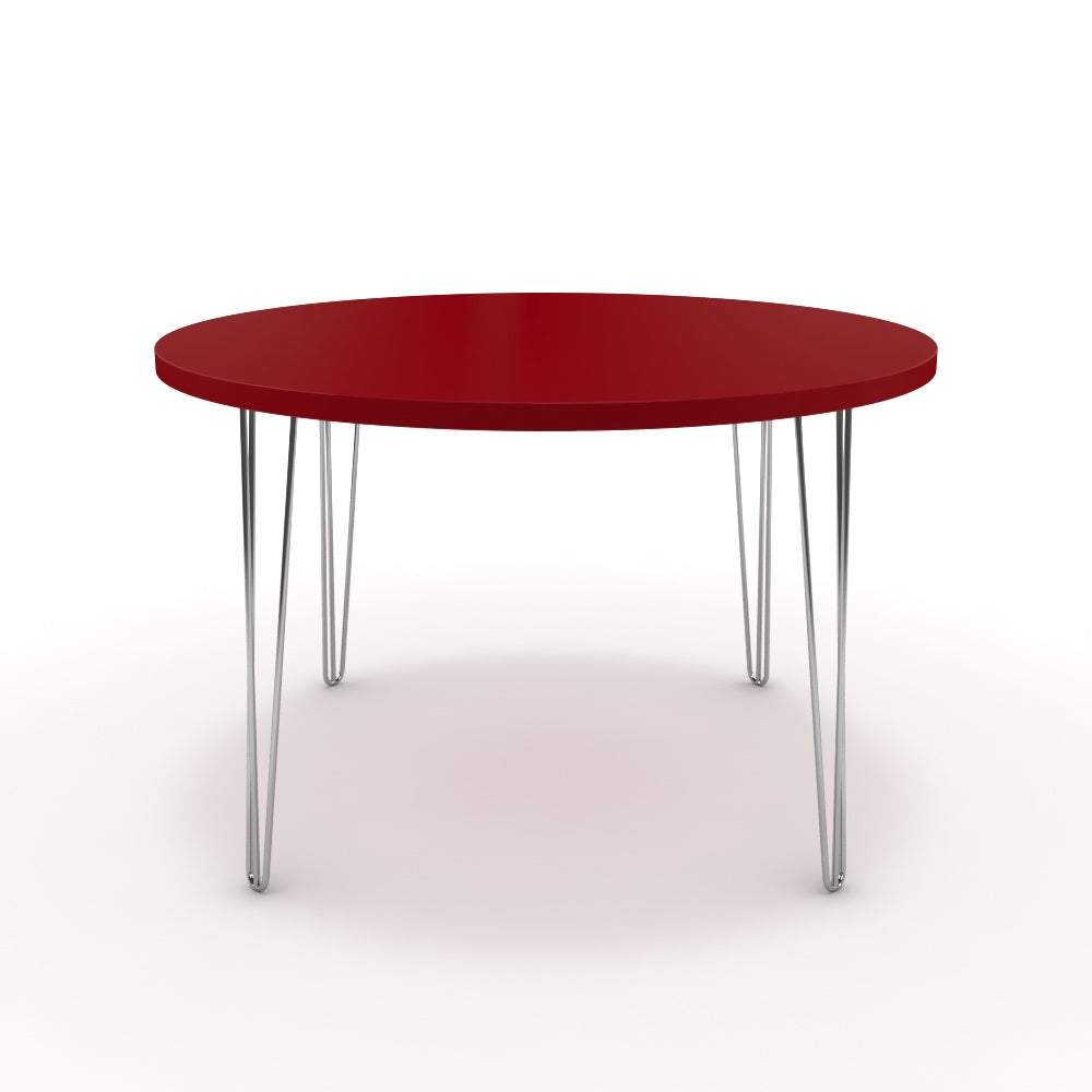 Étkezőasztal, kerek - Linga króm lábbal - Chilli piros, méret: 120x120