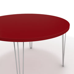 Étkezőasztal, kerek - Linga króm lábbal - Chilli piros, méret: 120x120