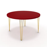 Étkezőasztal, kerek - Linga arany lábbal - Chilli piros, méret: 120x120