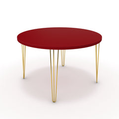 Étkezőasztal, kerek - Linga arany lábbal - Chilli piros, méret: 120x120