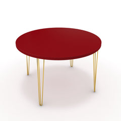 Étkezőasztal, kerek - Linga arany lábbal - Chilli piros, méret: 120x120