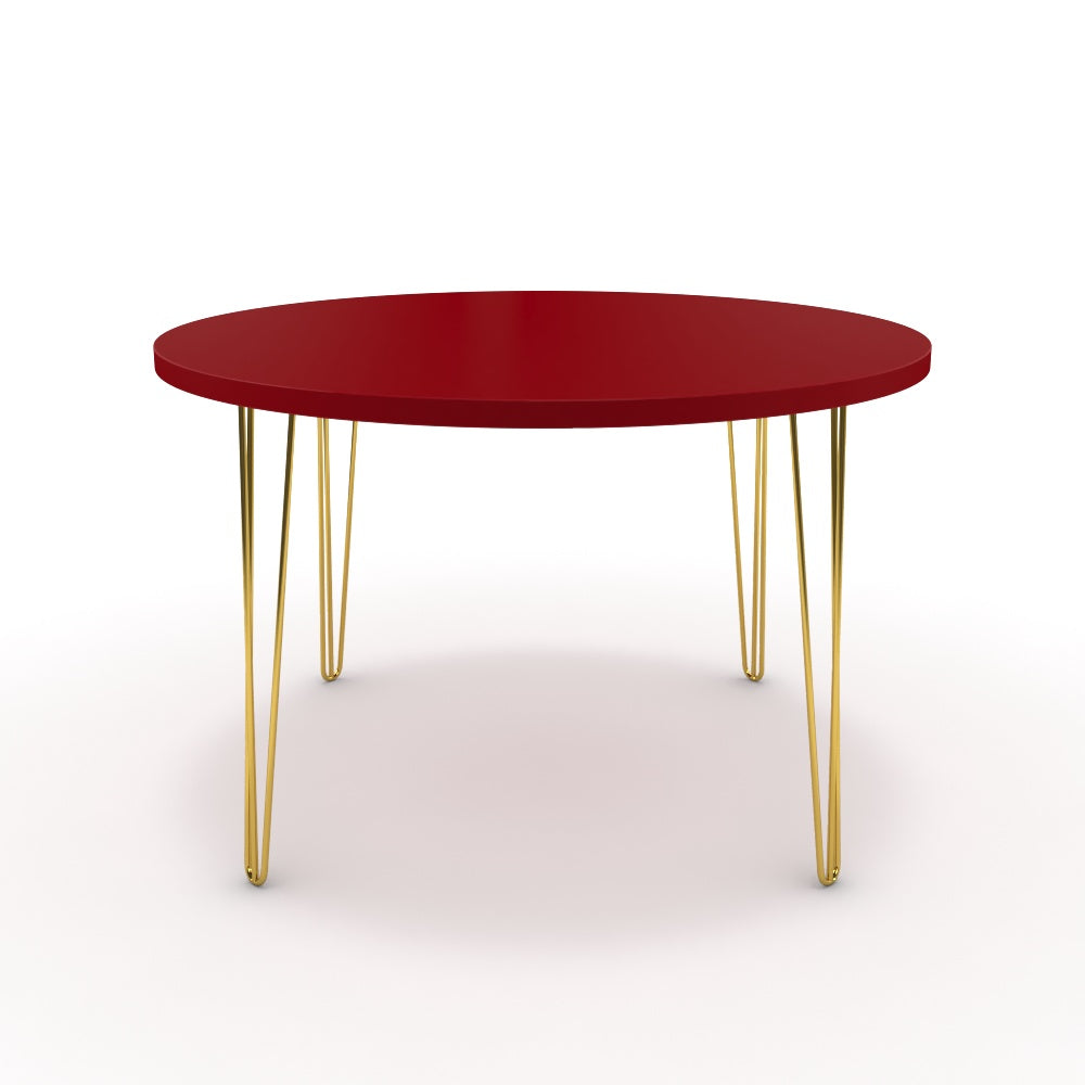 Étkezőasztal, kerek - Linga arany lábbal - Chilli piros, méret: 120x120