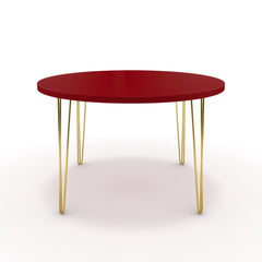 Étkezőasztal, kerek - Linga arany lábbal - Chilli piros, méret: 120x120