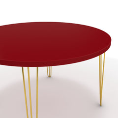 Étkezőasztal, kerek - Linga arany lábbal - Chilli piros, méret: 120x120