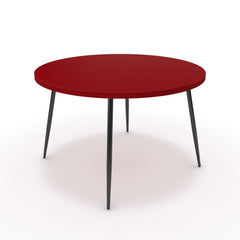 Étkezőasztal, kerek - Manu fekete lábbal - Chilli piros, méret: 120x120
