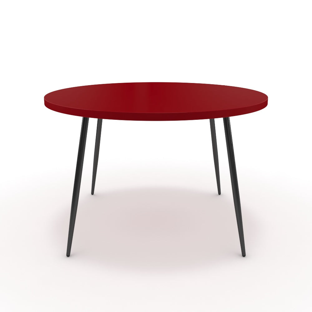 Étkezőasztal, kerek - Manu fekete lábbal - Chilli piros, méret: 120x120