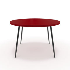 Étkezőasztal, kerek - Manu fekete lábbal - Chilli piros, méret: 120x120