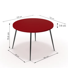 Étkezőasztal, kerek - Manu fekete lábbal - Chilli piros, méret: 120x120