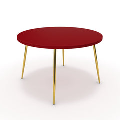 Étkezőasztal, kerek - Manu arany lábbal - Chilli piros, méret: 120x120