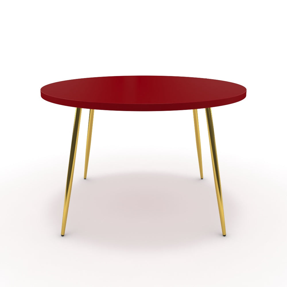Étkezőasztal, kerek - Manu arany lábbal - Chilli piros, méret: 120x120