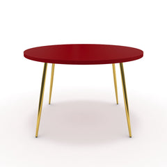 Étkezőasztal, kerek - Manu arany lábbal - Chilli piros, méret: 120x120