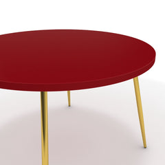Étkezőasztal, kerek - Manu arany lábbal - Chilli piros, méret: 120x120