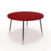 Étkezőasztal, kerek - Manu fekete és arany lábbal - Chilli piros, méret: 120x120