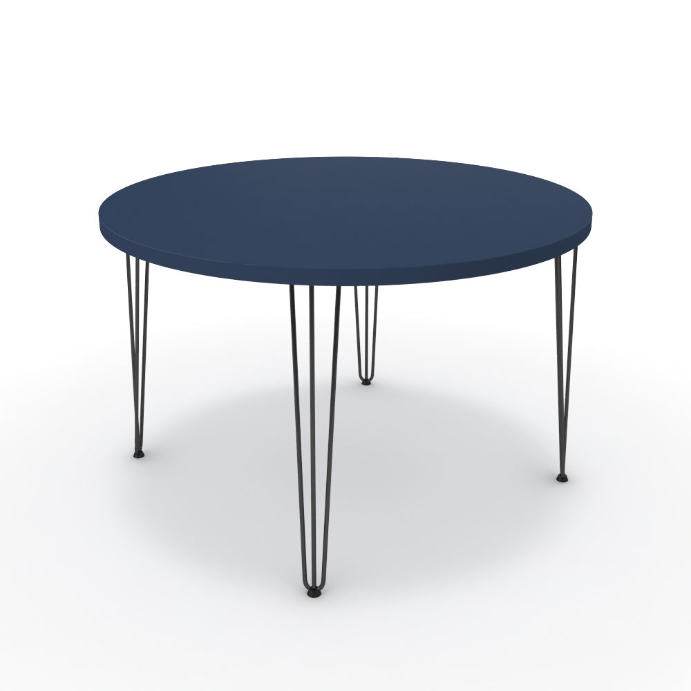 Étkezőasztal, kerek - Linga fekete lábbal - Tiroli kék, méret: 120x120